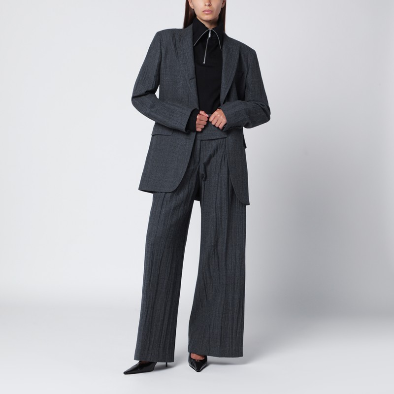 Our Legacy Grey Wool-blend Single-breasted Jacket In Blue