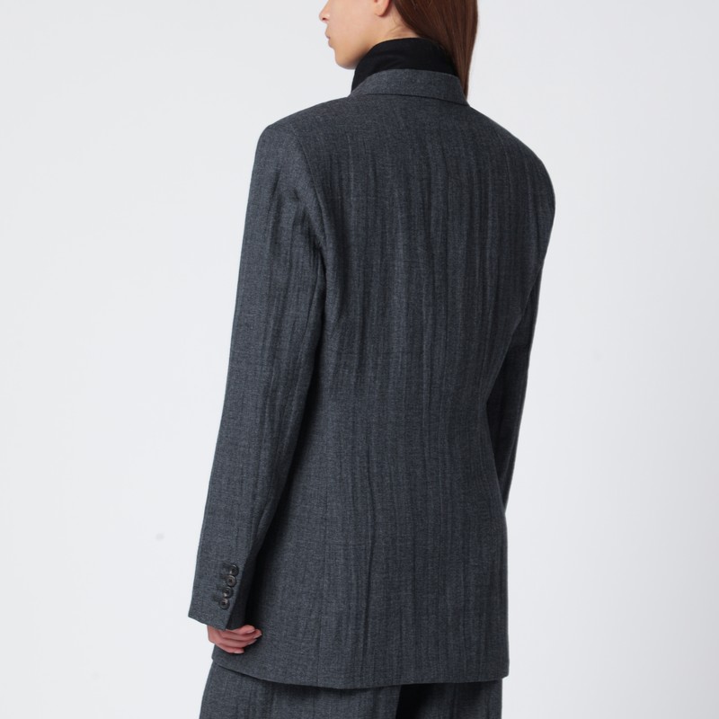 Our Legacy Grey Wool-blend Single-breasted Jacket In Blue