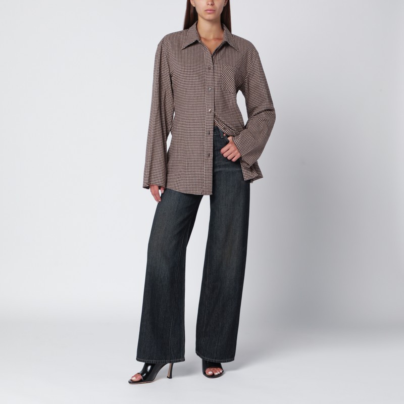 Our Legacy Brown Checked Flannel Shirt In Brown