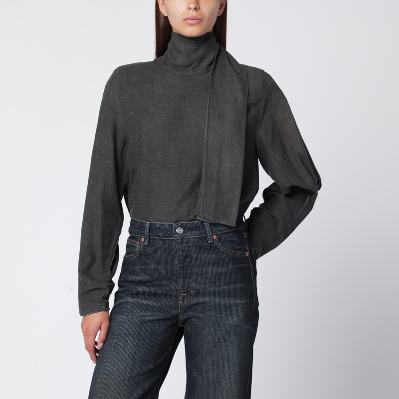 Dark grey cotton and wool blouse