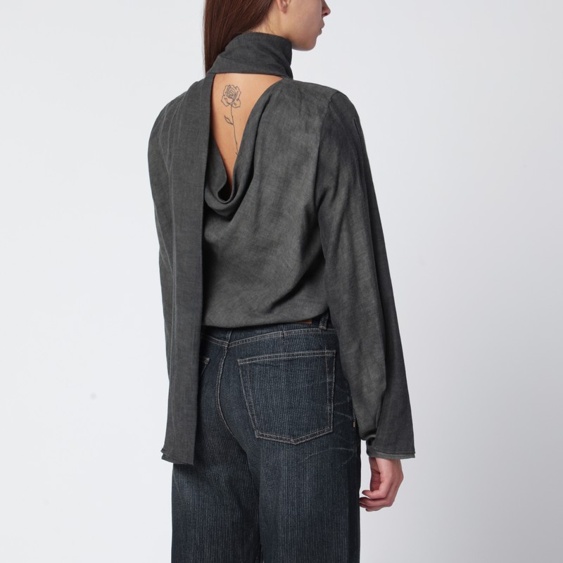 Our Legacy Dark Grey Cotton And Wool Blouse In Gray