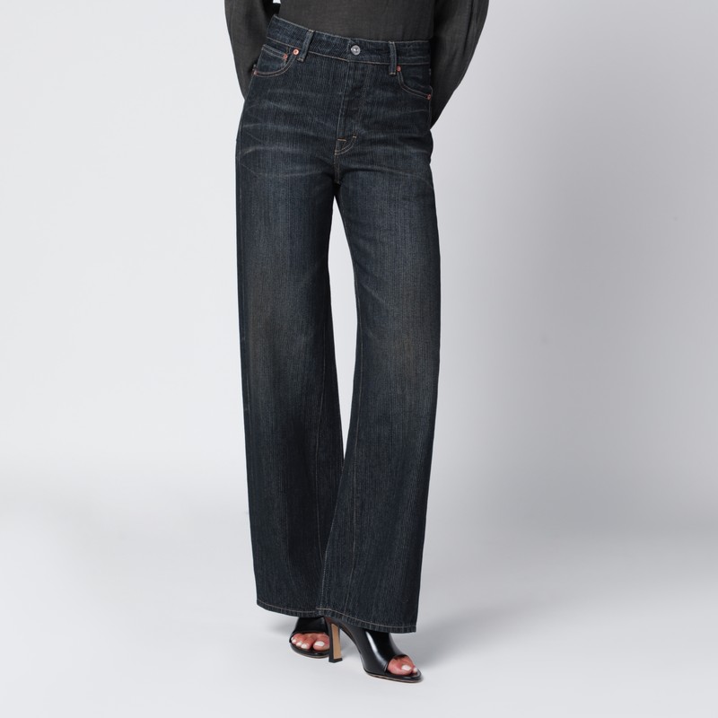 Indigo blue vintage-effect jeans