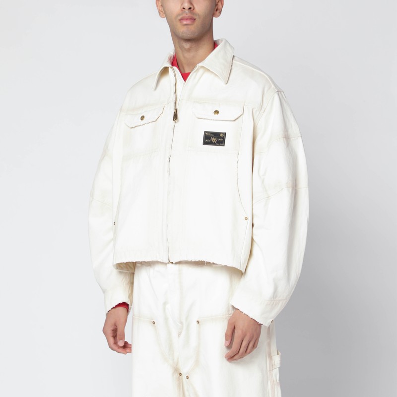 Stockton white washed-effect zip jacket