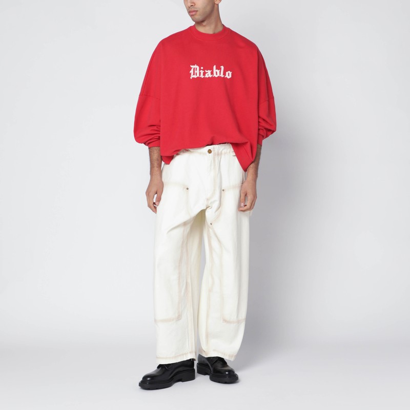 Willy Chavarria Diablo Hooligan Red Vintage-effect Sweatshirt In Red