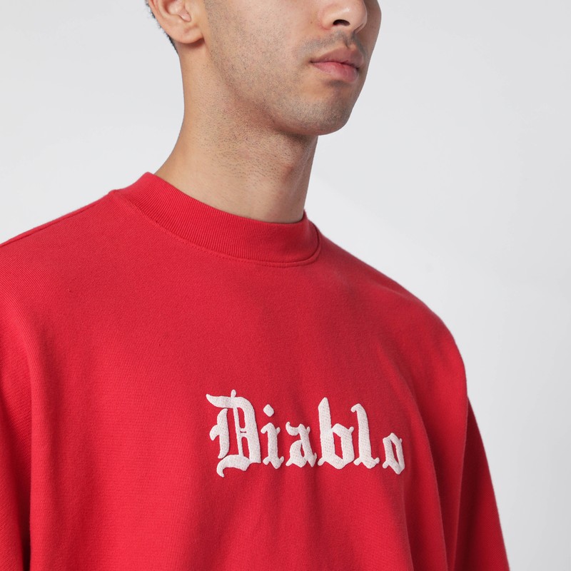 Willy Chavarria Diablo Hooligan Red Vintage-effect Sweatshirt In Red