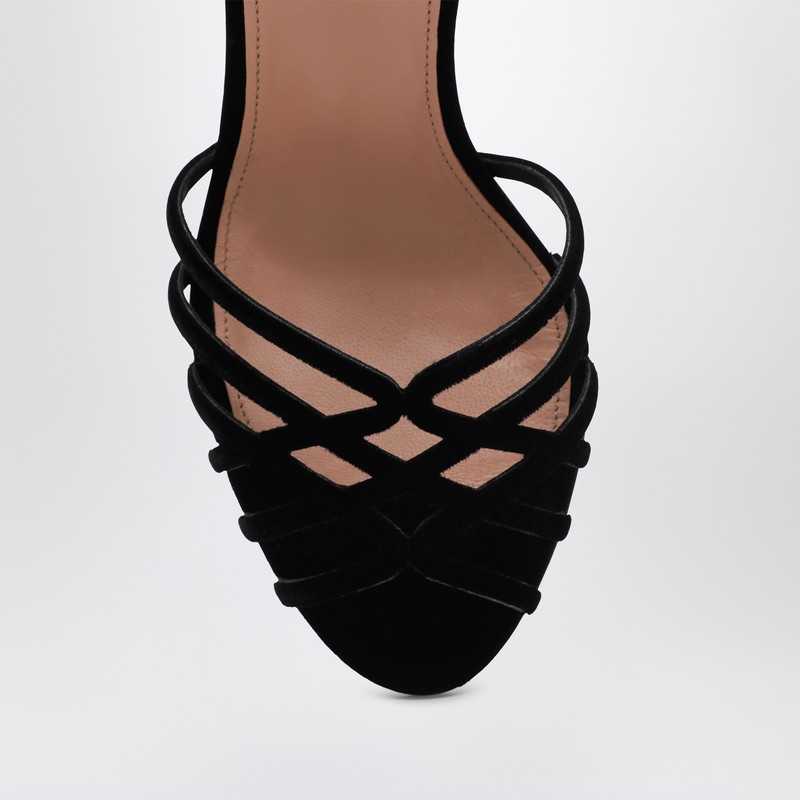 Aquazzura Wild Dream 105 Black Velvet Sandals In Black