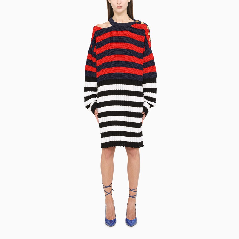 Red and black striped dress