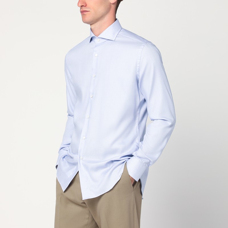 Xacus Light Blue Travel Cotton Shirt In Blue