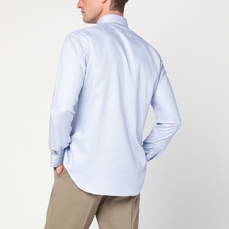 Xacus Light Blue Travel Cotton Shirt In Blue