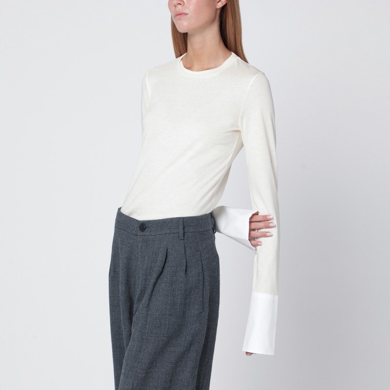 Ivory Nora jumper with shirt cuffs