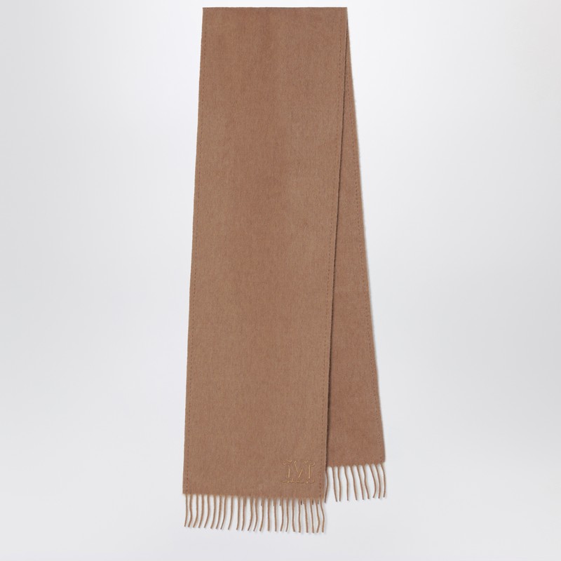 Max Mara Camel Scarf With Monogram Embroidery In Brown
