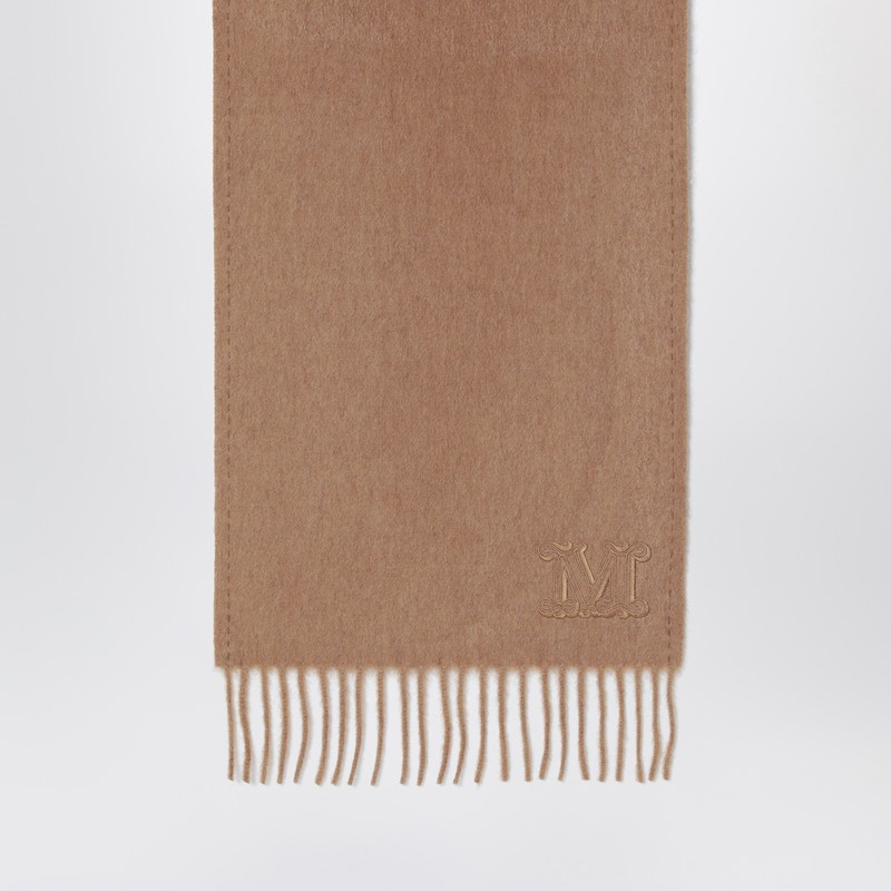 Max Mara Camel Scarf With Monogram Embroidery In Brown