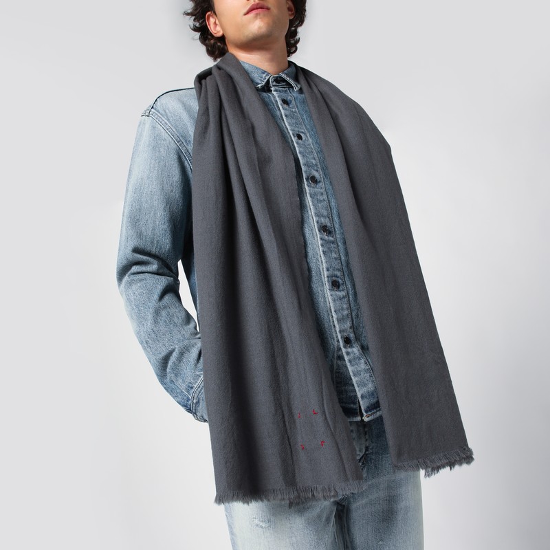 Destin Grey Wool Scarf In Grey