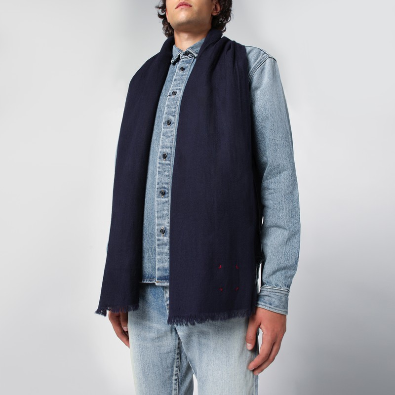 Destin Wool Rectangular Scarf In Blue