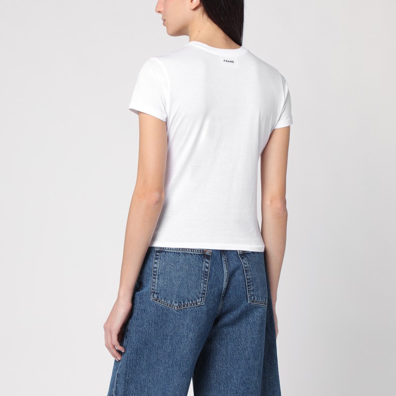 Frame White Cotton T-shirt With Logo In White