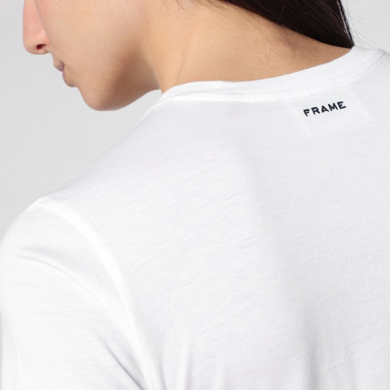 Frame White Cotton T-shirt With Logo In White