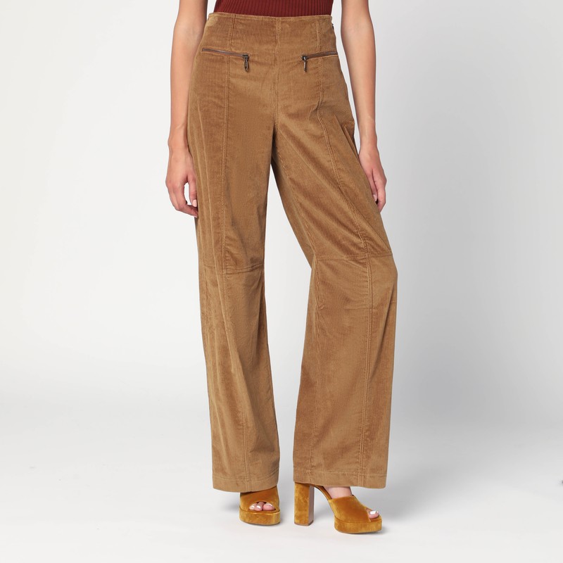 Brown velvet palazzo pants