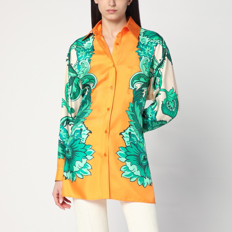 Floral print shirt with knotted detail