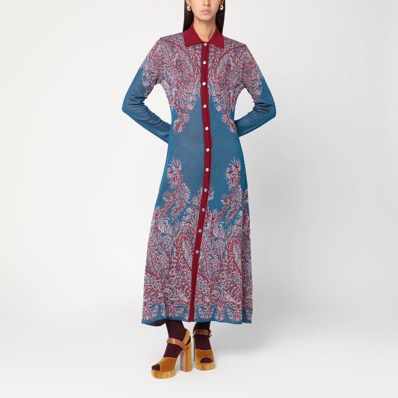 Multicolored cardigan long dress
