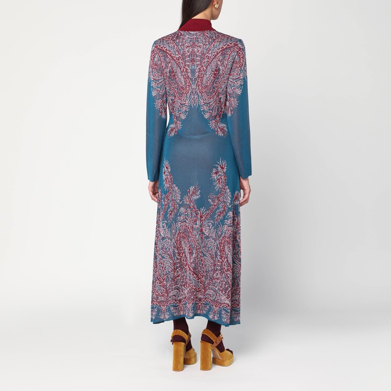 Etro Multicolored Cardigan Long Dress In Blue