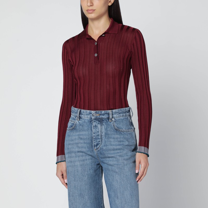 Ribbed burgundy polo