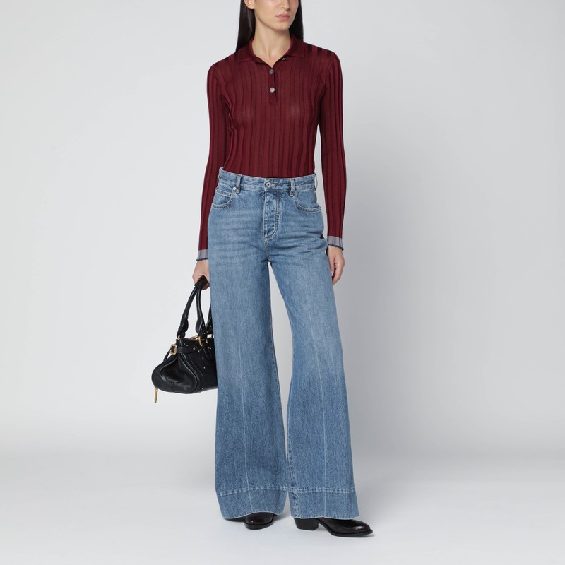 Etro Ribbed Polo Sweater In Red