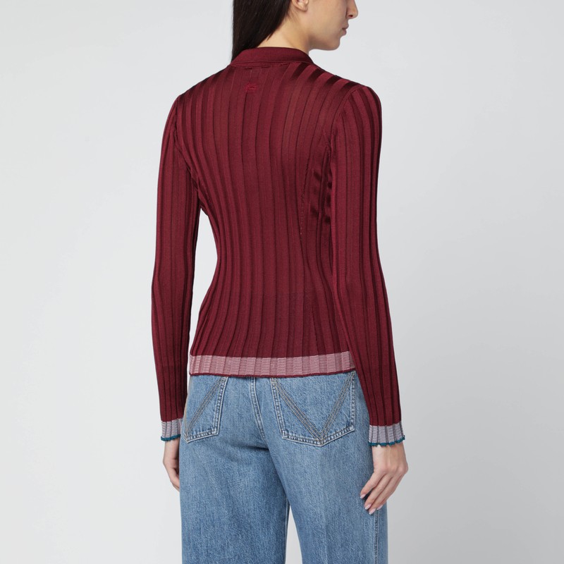 Etro Ribbed Polo Sweater In Red