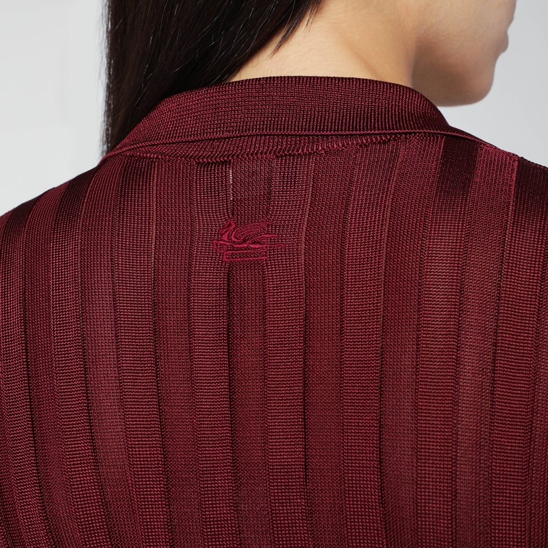 Etro Ribbed Polo Sweater In Red