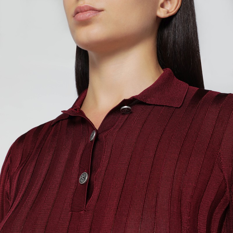 Etro Ribbed Polo Sweater In Red