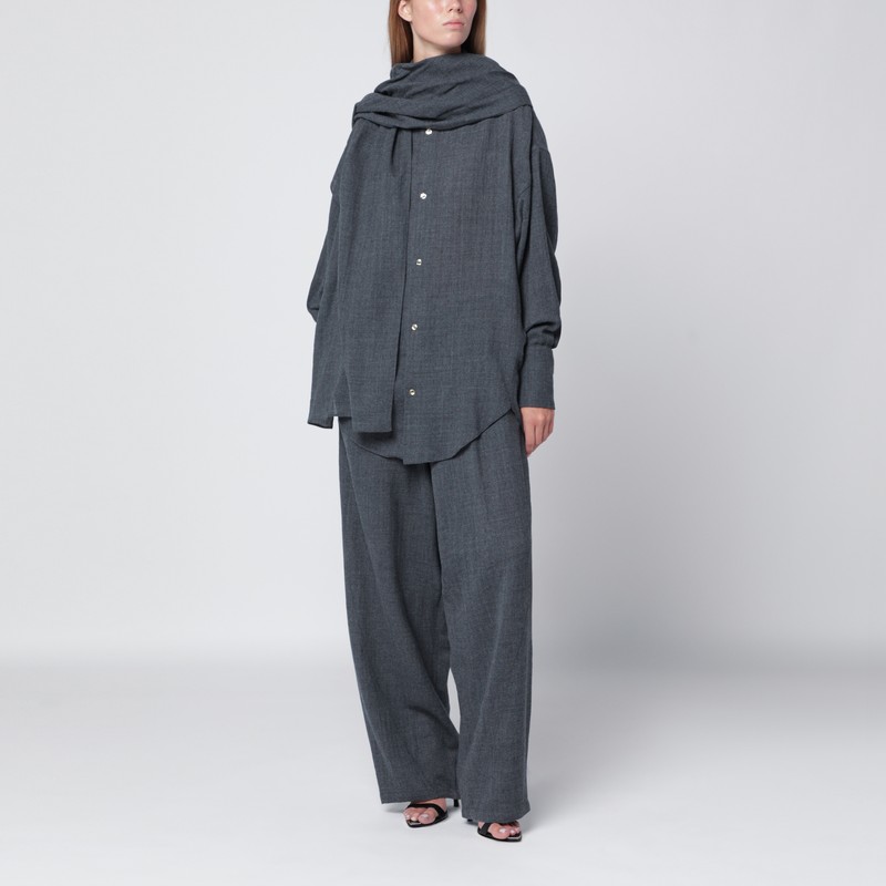 Darkpark Grey Melange Phebe Wide-leg Trousers In Gray