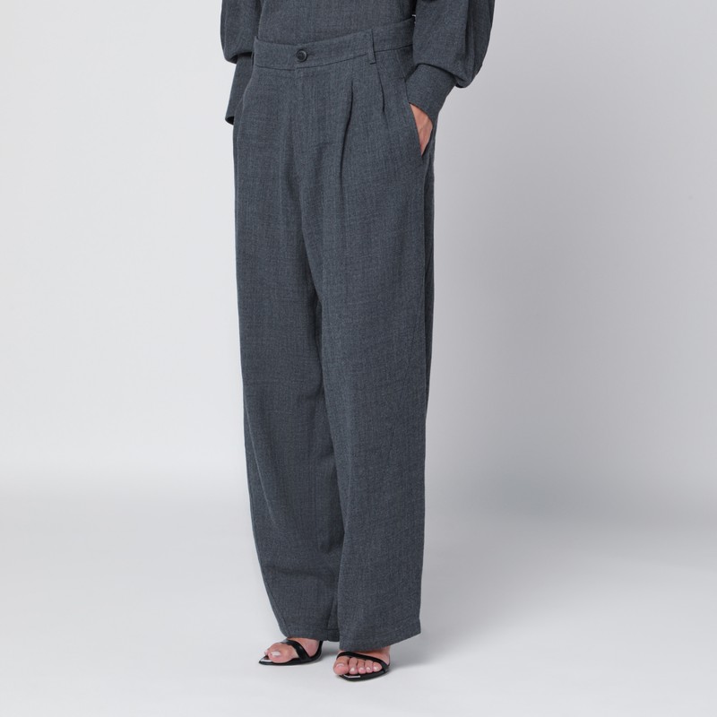 Darkpark Grey Melange Phebe Wide-leg Trousers In Gray