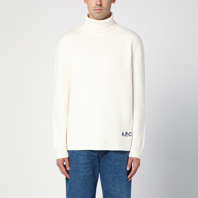 Wool écru turtleneck sweater