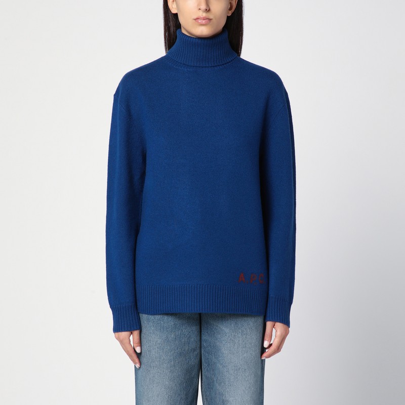 Apc A.p.c. Blue Wool Turtleneck Sweater In Blue