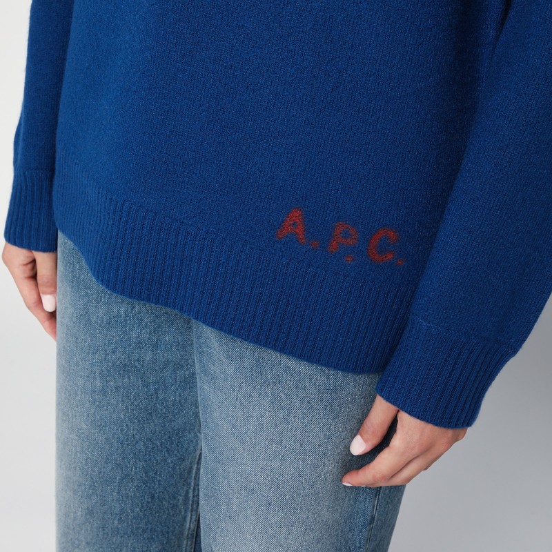 Apc A.p.c. Blue Wool Turtleneck Sweater In Blue