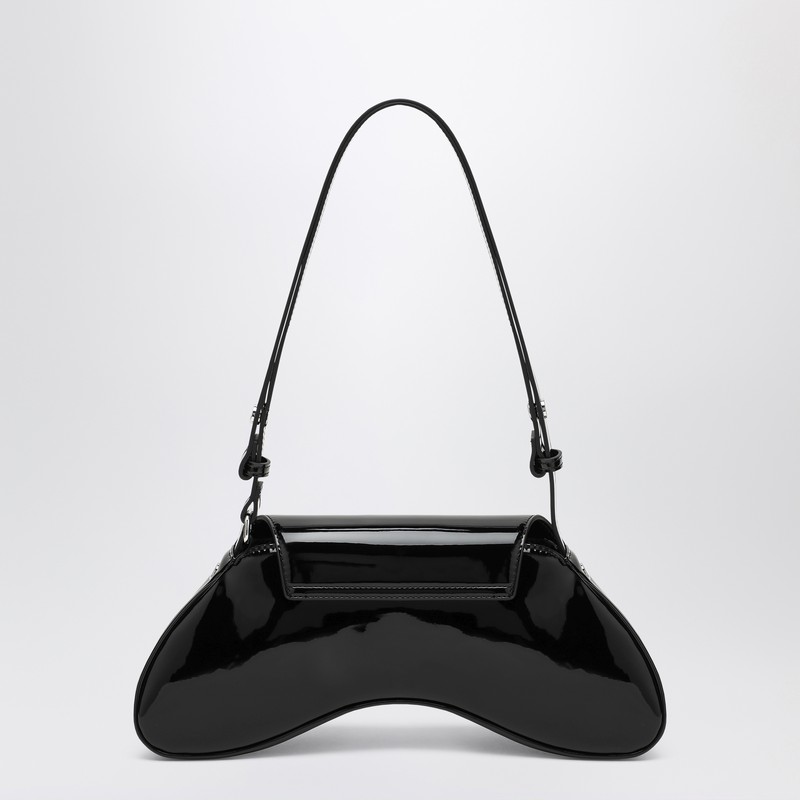 Diesel Curved Black Play Clutch With Glossy Finish And Magnetic Closure In Black