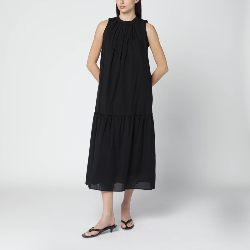 Black cotton-blend canvas dress
