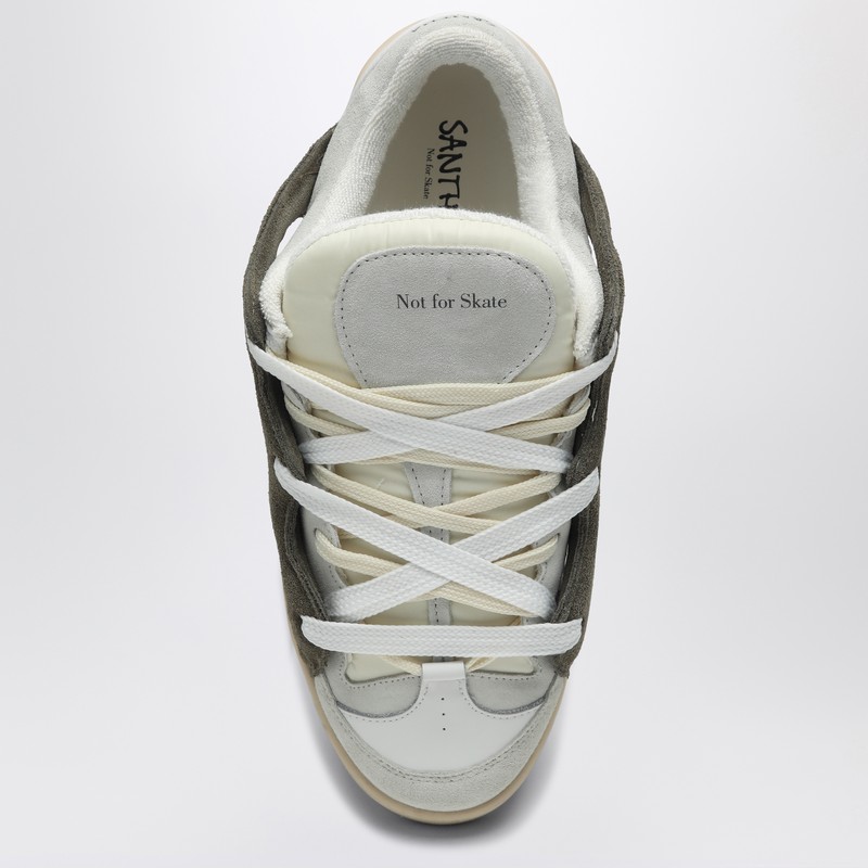 Santha Model 1 Dark Green/white Mesh And Suede Sneaker In Beige