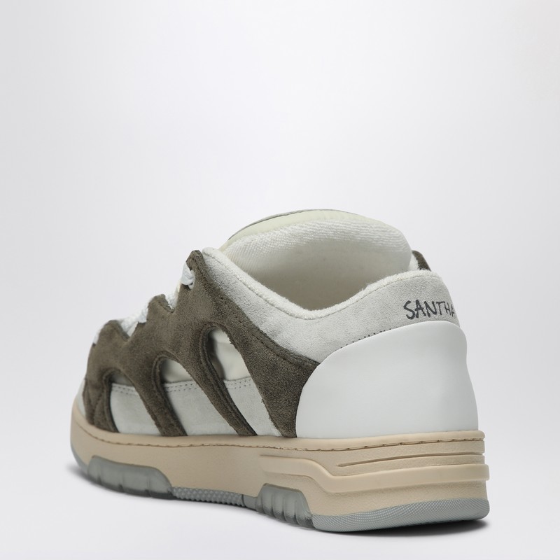 Santha Model 1 Dark Green/white Mesh And Suede Sneaker In Beige