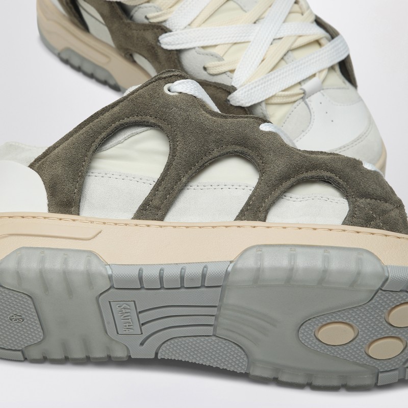 Santha Model 1 Dark Green/white Mesh And Suede Sneaker In Beige