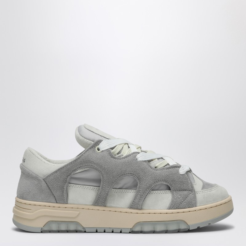 Santha Model 1 Grey/white Mesh And Suede Sneaker In Grey