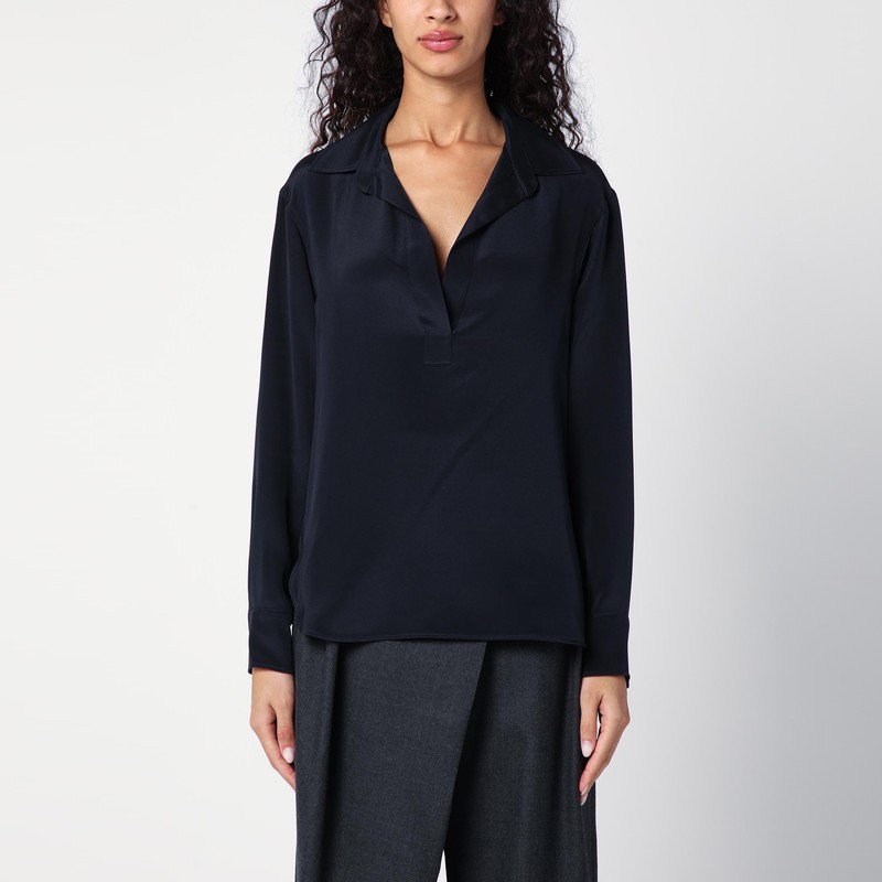 Blue silk crepe de chine shirt