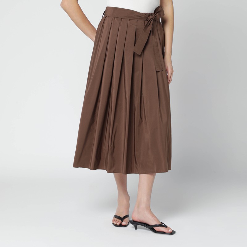 Weekend Max Mara Chocolate Taffeta Midi Skirt In Blue