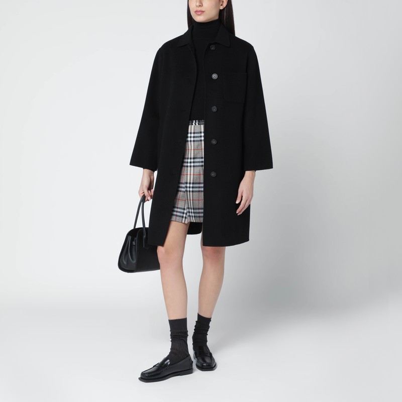 Weekend Max Mara Black Wool Single-breasted Coat In Blue
