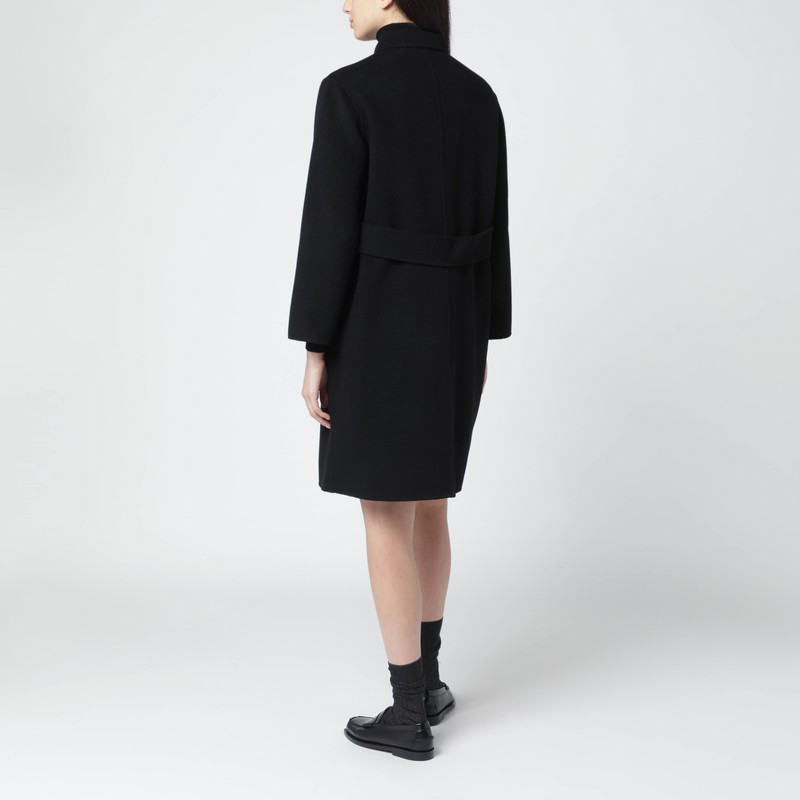 Weekend Max Mara Black Wool Single-breasted Coat In Blue