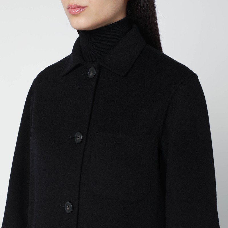 Weekend Max Mara Black Wool Single-breasted Coat In Blue