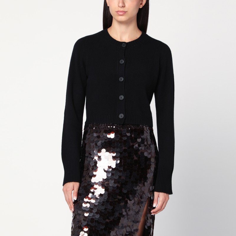 Black cropped cashmere cardigan